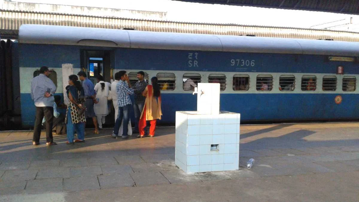 few passengers at train station india